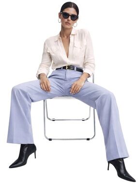 MISSGUIDED Blue High Waist Cigarette Trousers Women’s 6 Coastal Minimalist Pants